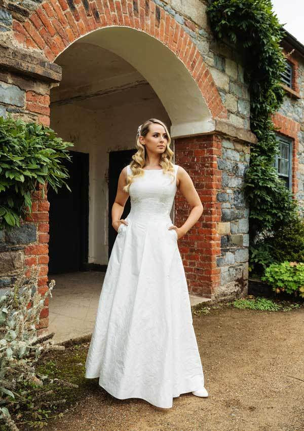 Silk Dupion Sleeveless Bridal Gown