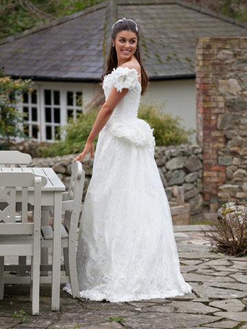 Silk Dupion with Applique Overlay and Peplum
