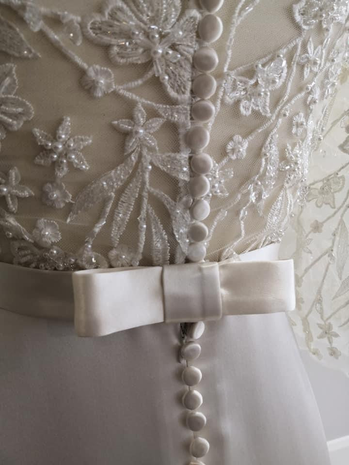 Beading and Lace Detail Mikado Silk Wedding Dress
