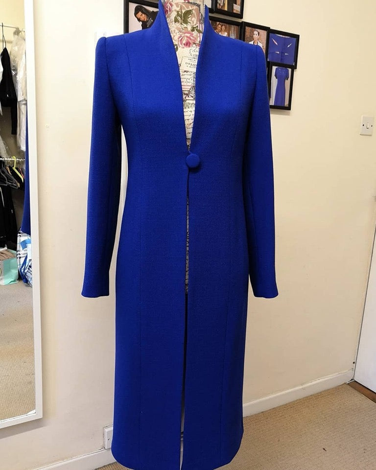 Cobalt Blue Wool Crepe Coat