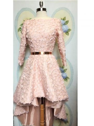 Shell Pink with Applique Lace