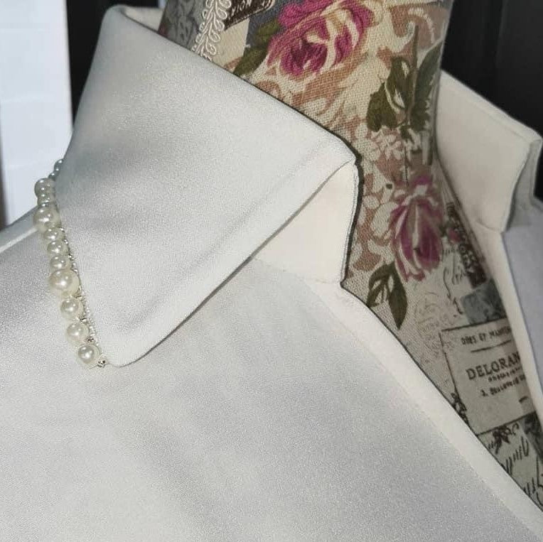 Collar Detail Silk Crepe Blouse