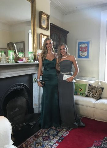 Elephant Grey Silk Crepe and Forest Green Silk Satin