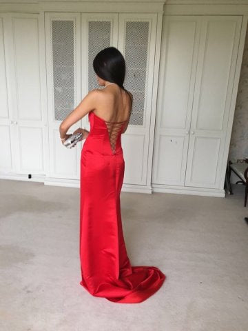 Red Silk Crepe Debs Dress
