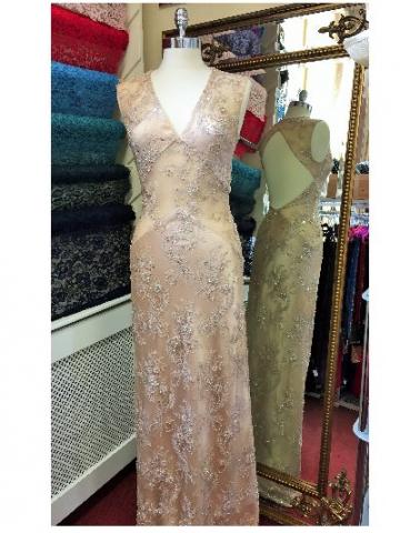 Blush Beaded Treble Silk Satin Crepe