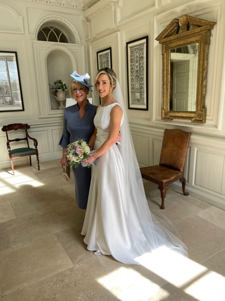 Treble Silk Satin Crepe Wedding Dress-Front