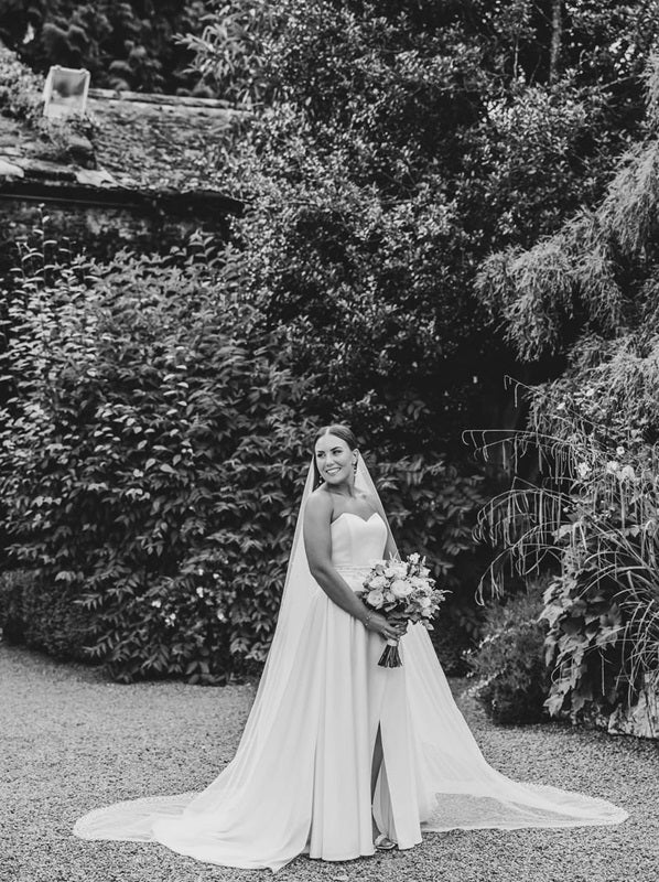 Winter White Duchess Satin Wedding Dress with Beaded Detail