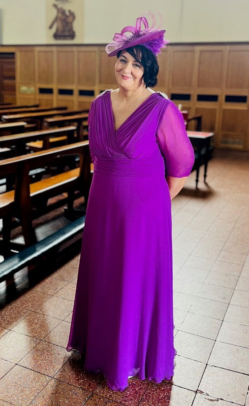 Mother of the Bride Silk Crepe and Silk Chiffon Dress