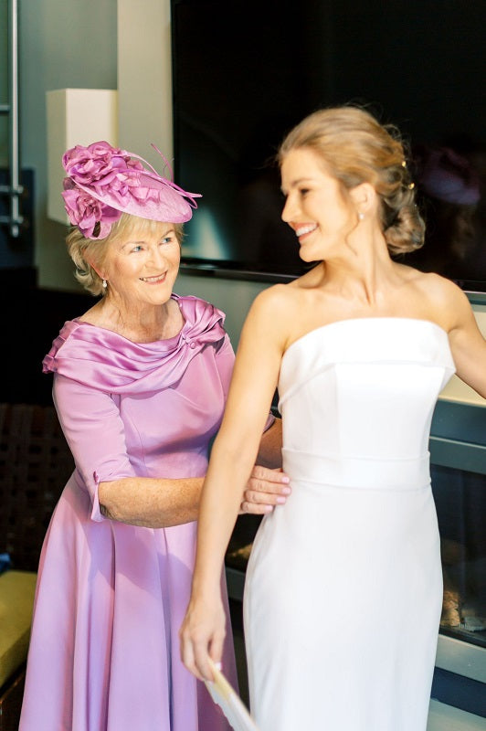 Mother of the Bride Printed Silk Crepe and Silk Satin Dress