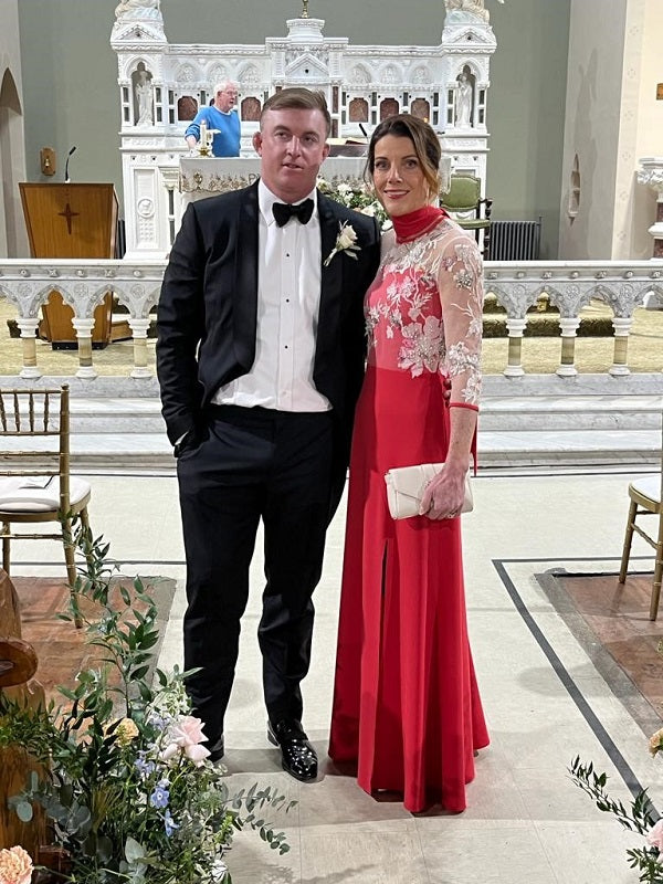 Mother of the Groom Single Weight Wool Crepe Dress with Lace Overlay