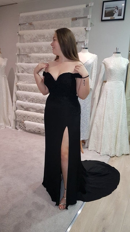 Black Silk Crepe Double Weight Debs Dress