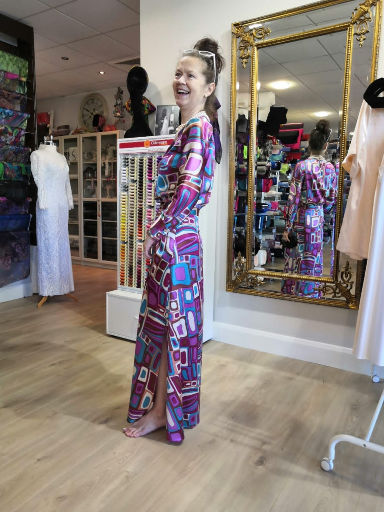 Printed Silk Satin Dress