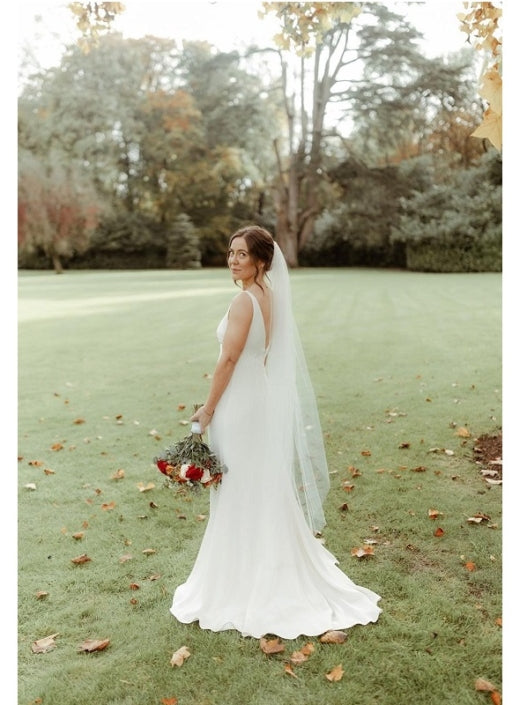 Heavy Silk Crepe and Silk Chiffon Wedding Dress