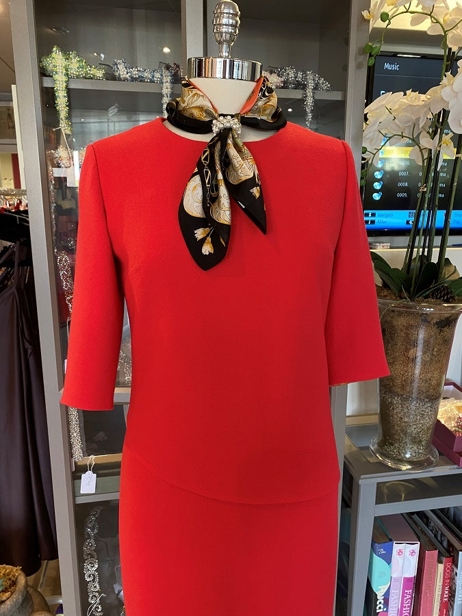 Coral single weight wool crepe daydress