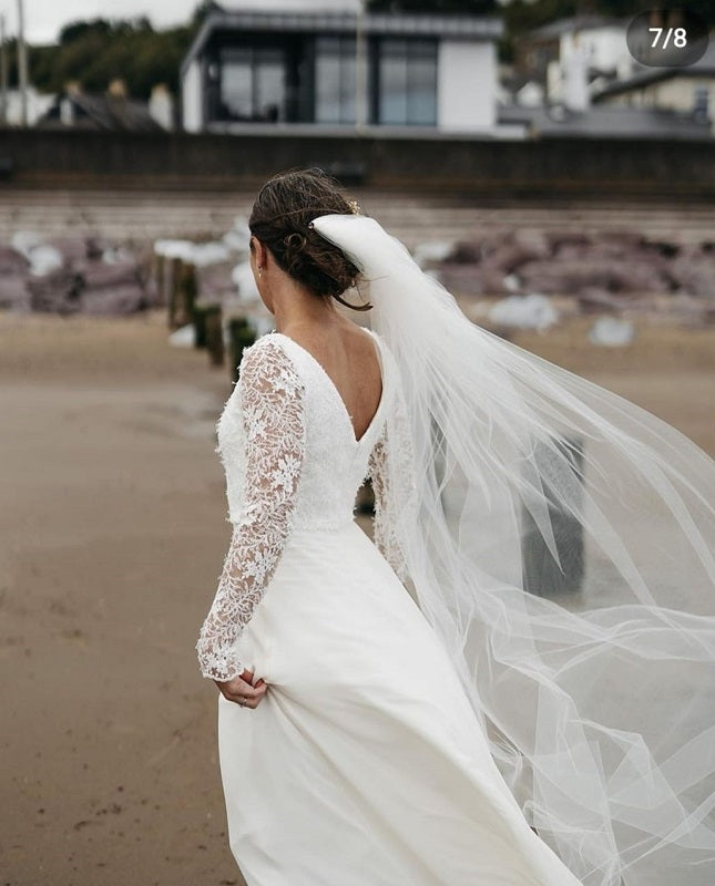 Winter White Silk Crepe with Bridal Lace