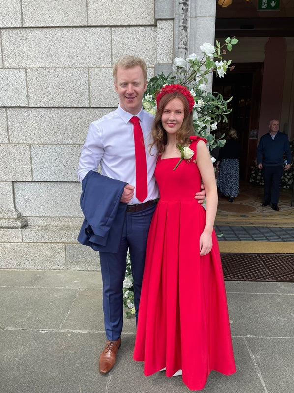 Pillar Box Red Thai Silk Debs Dress