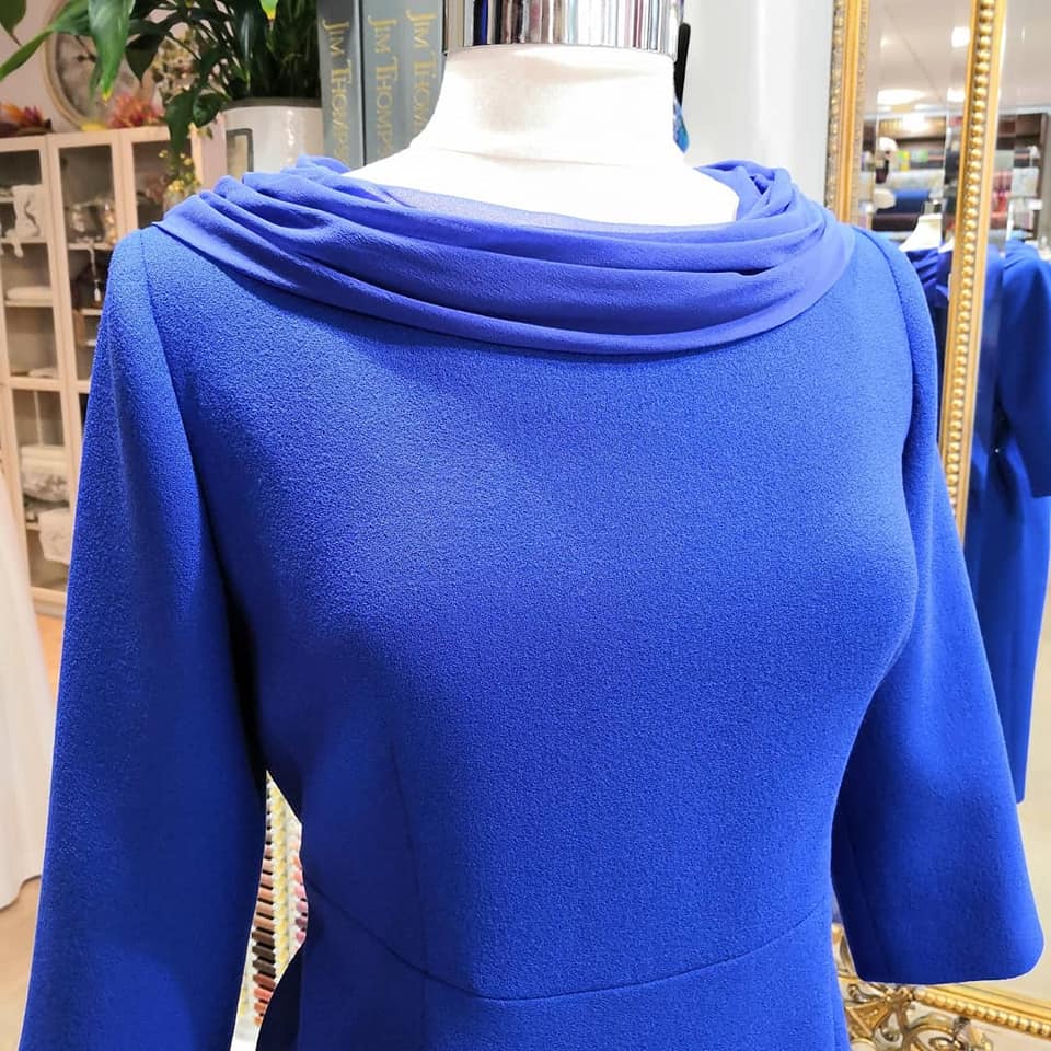 Blue Single Weight Wool Crepe Dress