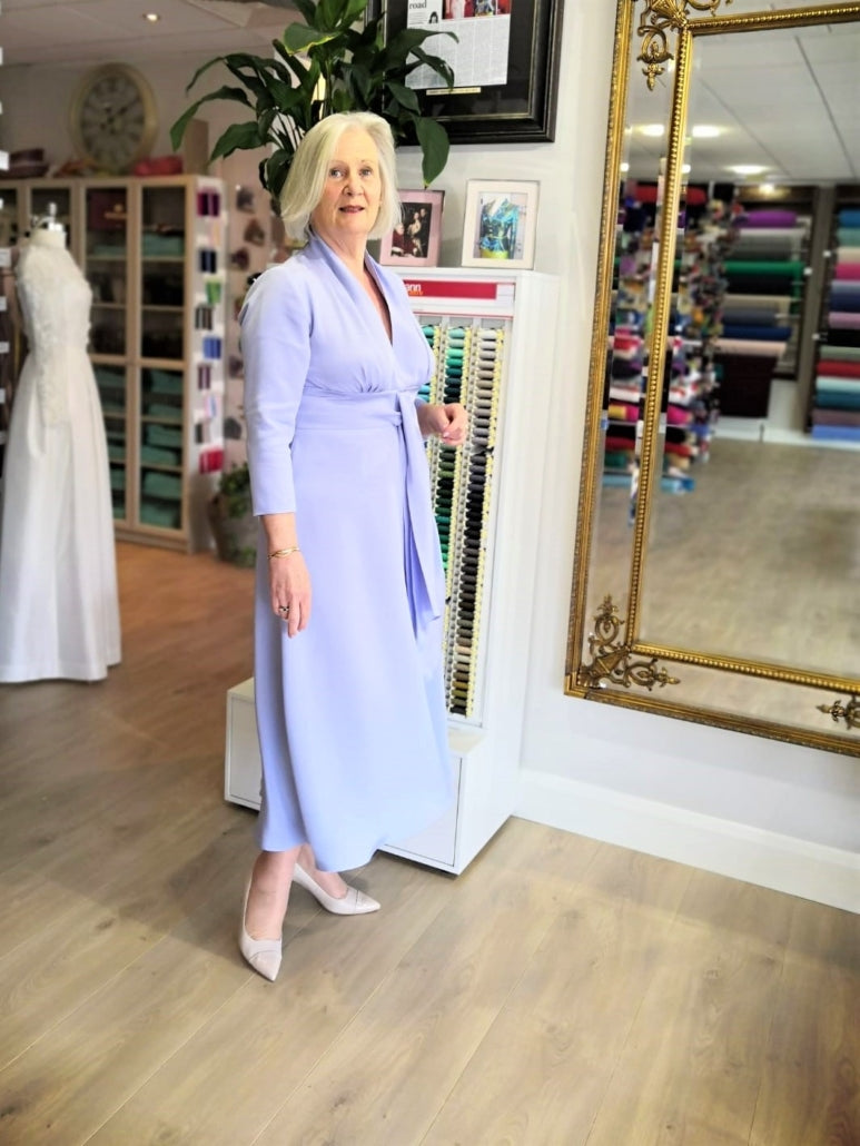Cornflower Double Weight Silk Crepe Dress