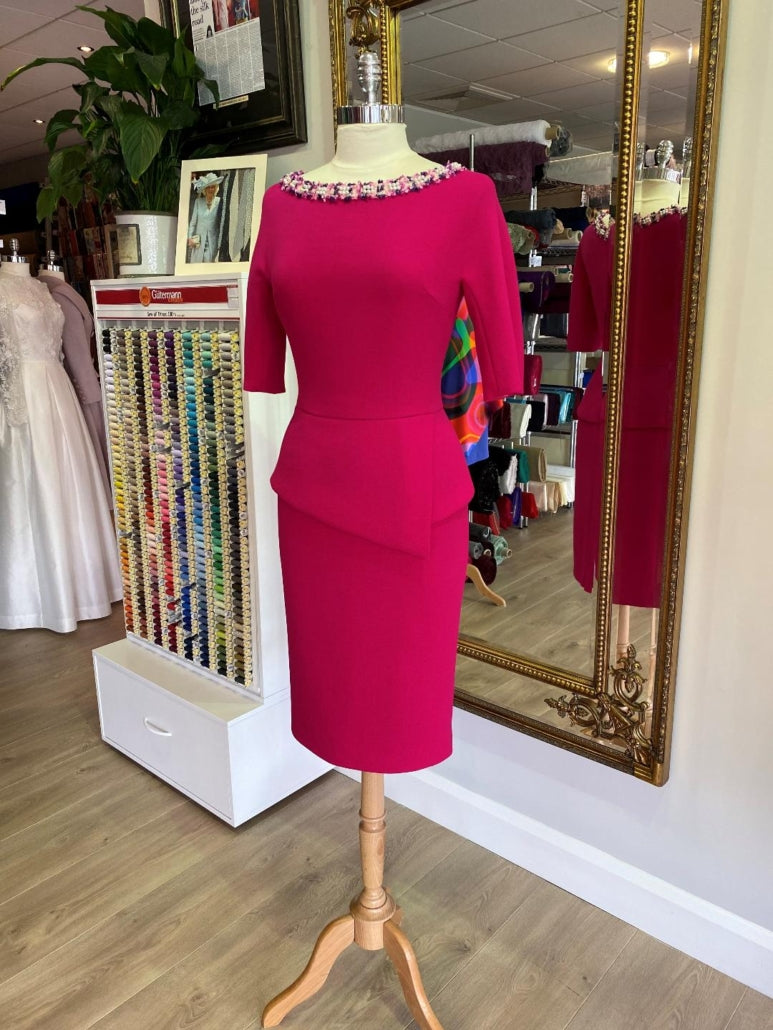 Fuchsia Wool Crepe Dress