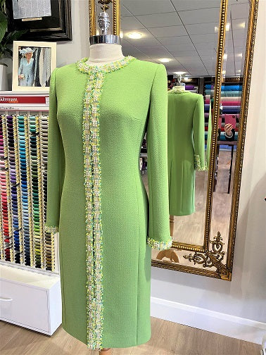 Lime Green Double Weight Wool Crepe Coat