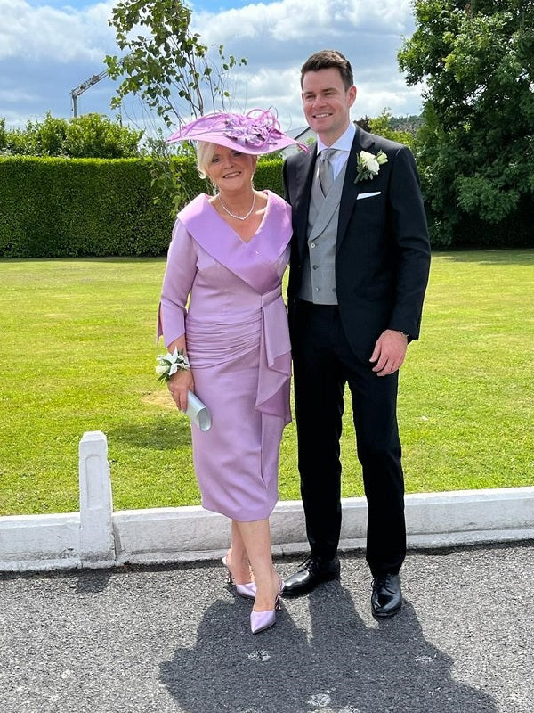 Pink Printed and Plain Silk Satin Dress