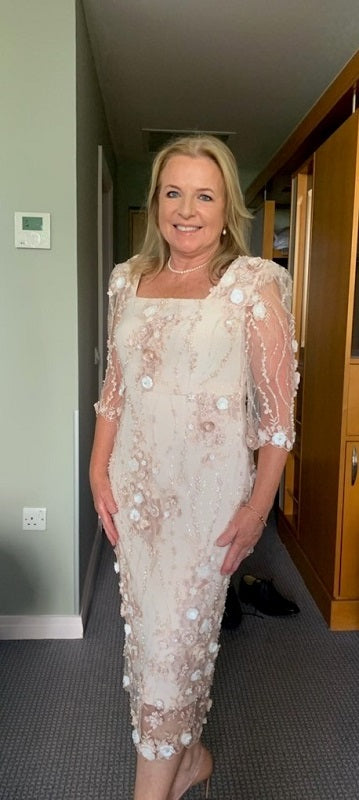 Silk Crepe and Appliqued Lace
