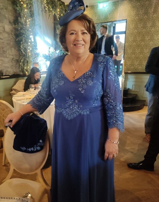 Mother of the Bride Silk Crepe, Silk Chiffon and Beaded Lace Dress