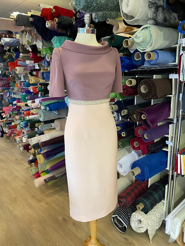 Silk Crepe Dress with Beaded Waist Detail