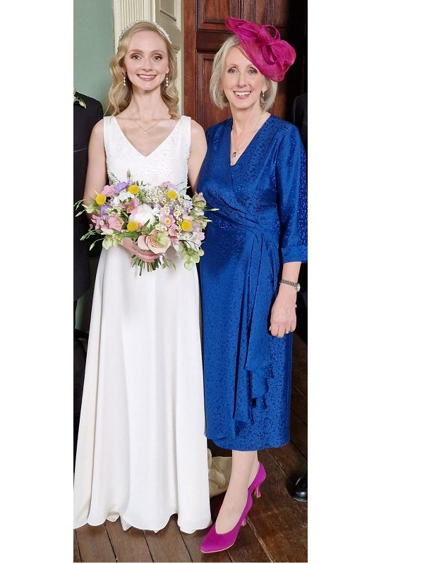 Blue Silk Crepe Dress