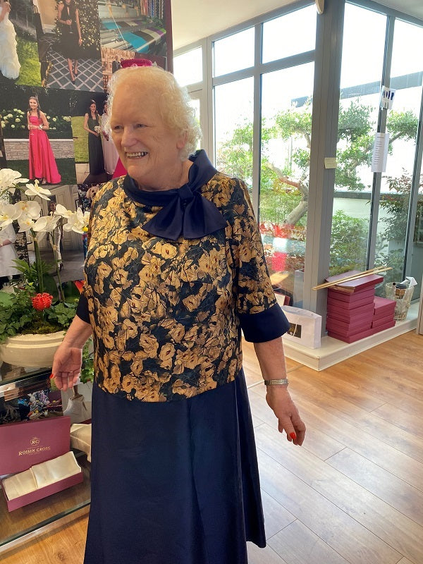 Printed Silk Crepe and Thai Silk Dress