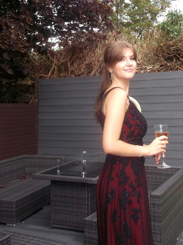 Silk Crepe and Beaded Lace Evening Dress