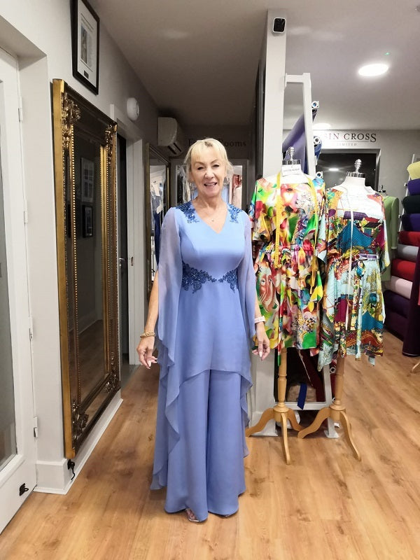 Silk Crepe and Silk Chiffon Dress