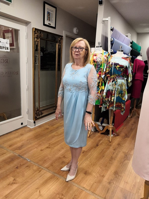 Silk Crepe with Beaded Lace Dress