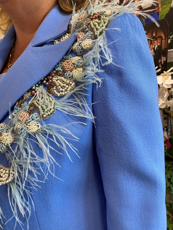 Feather Detail Single Weight Wool Crepe Two Piece