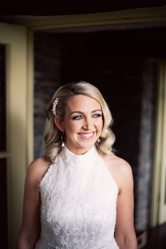 Treble Silk Crepe Wedding Dress with Lace Overlay