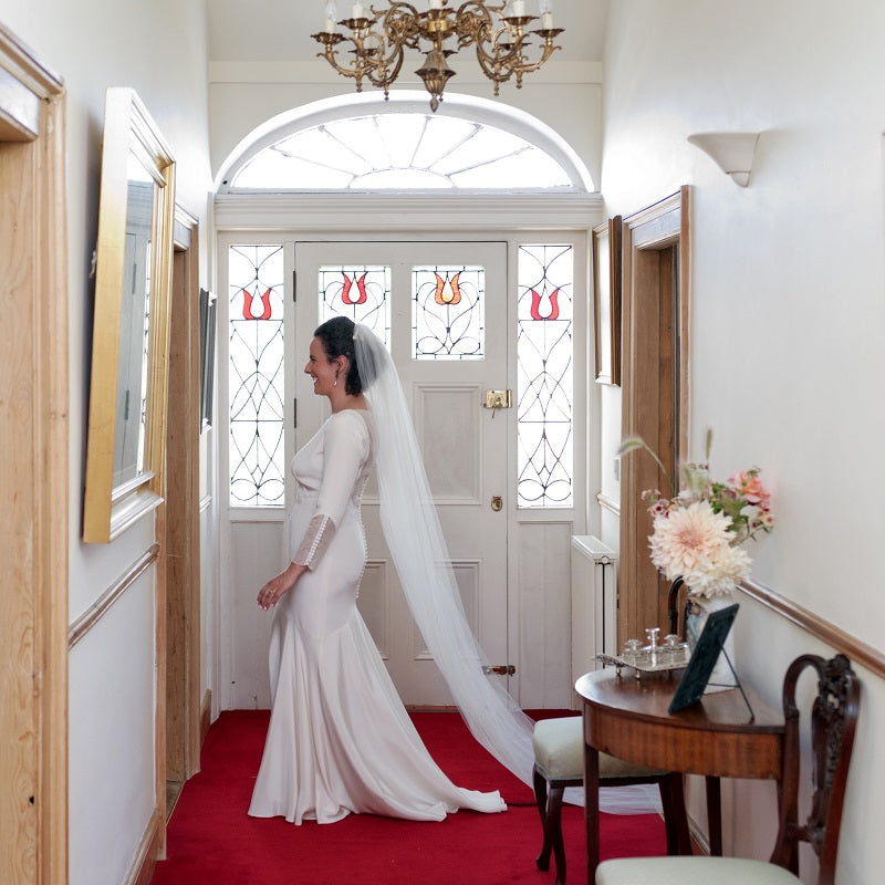Treble Weight Silk Crepe Wedding Dress Aidan Tarbett Photography