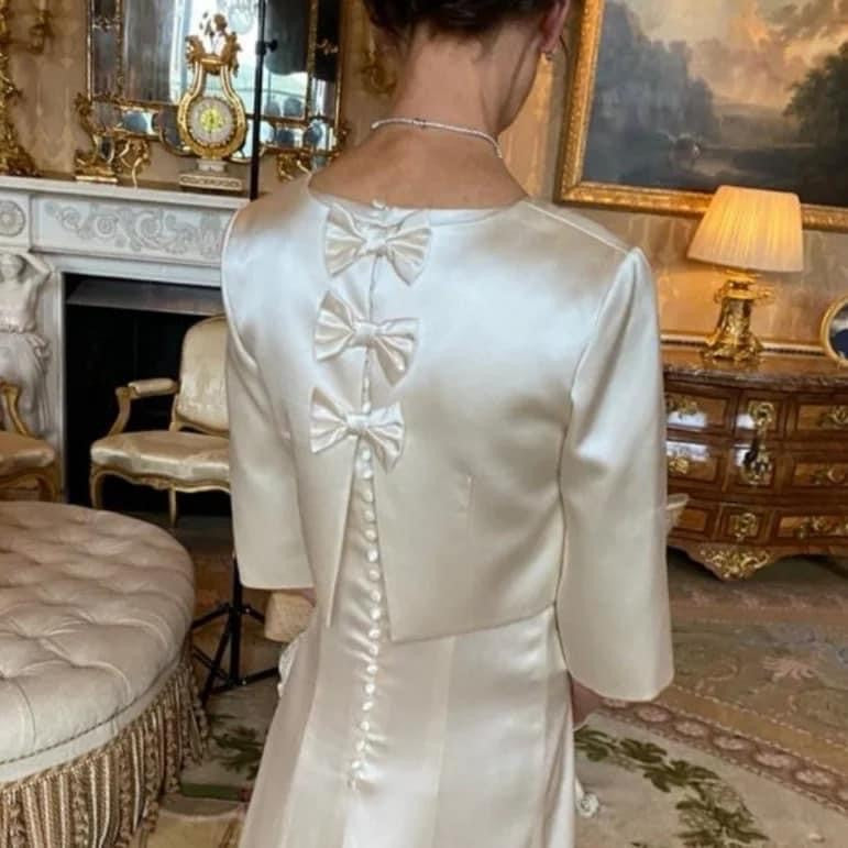 Treble Silk Satin Crepe Wedding Dress Bolero Jacket