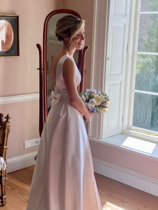 Treble Silk Satin Crepe Wedding Dress
