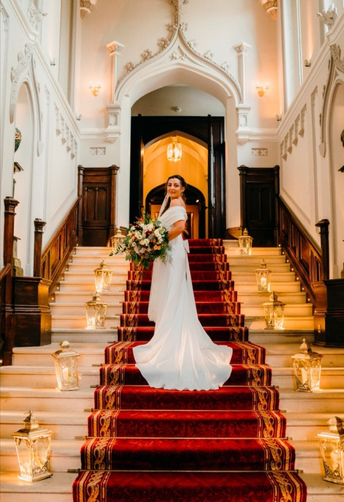 Winter White Silk Crepe Wedding Dress