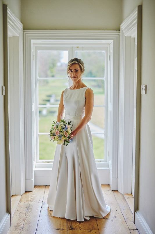 Treble Silk Satin Crepe Wedding Dress